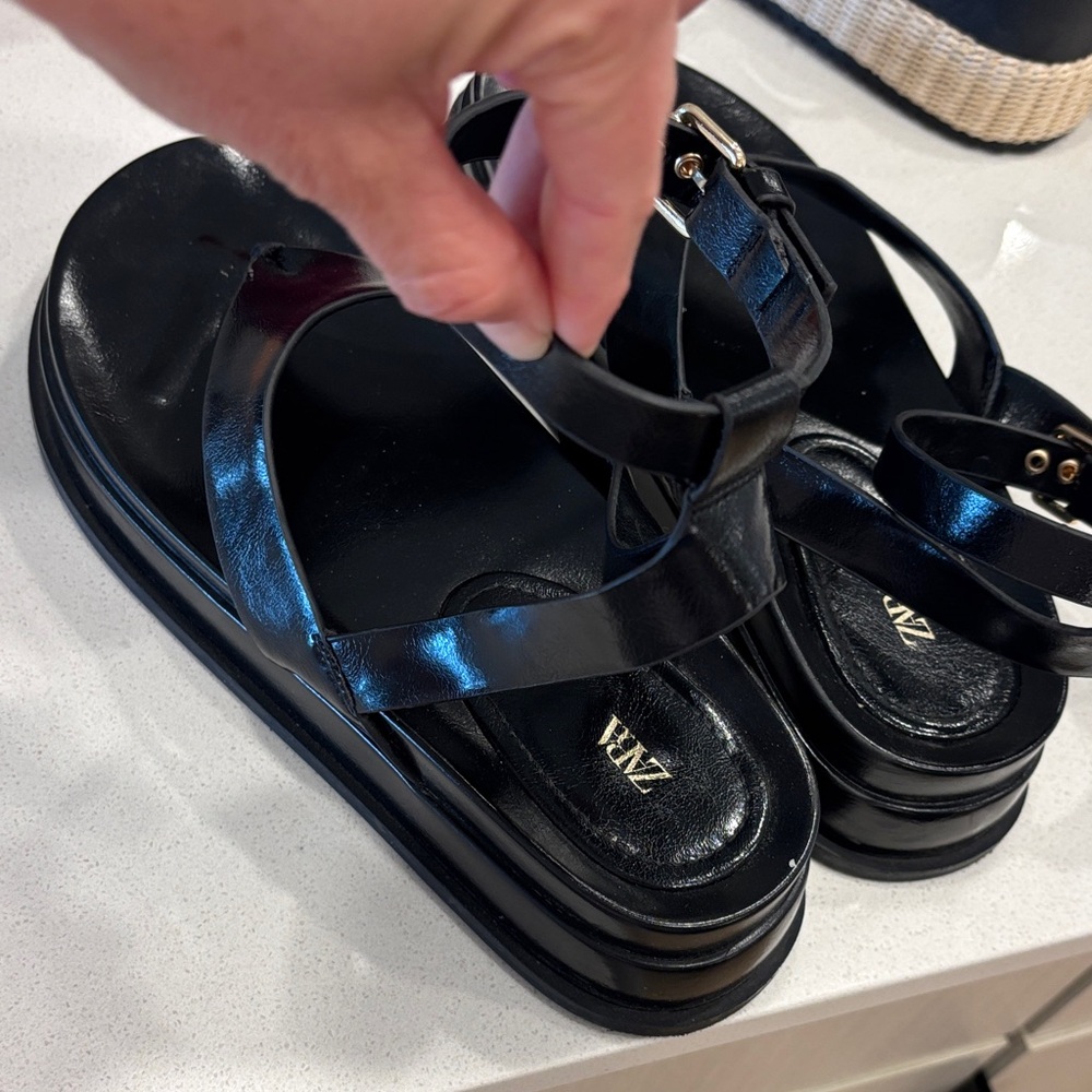 Zara Glossy Black Women's Sandals size 39 - Picture 2 of 3